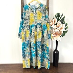 Shein tree print cotton tiered maxi dress XL